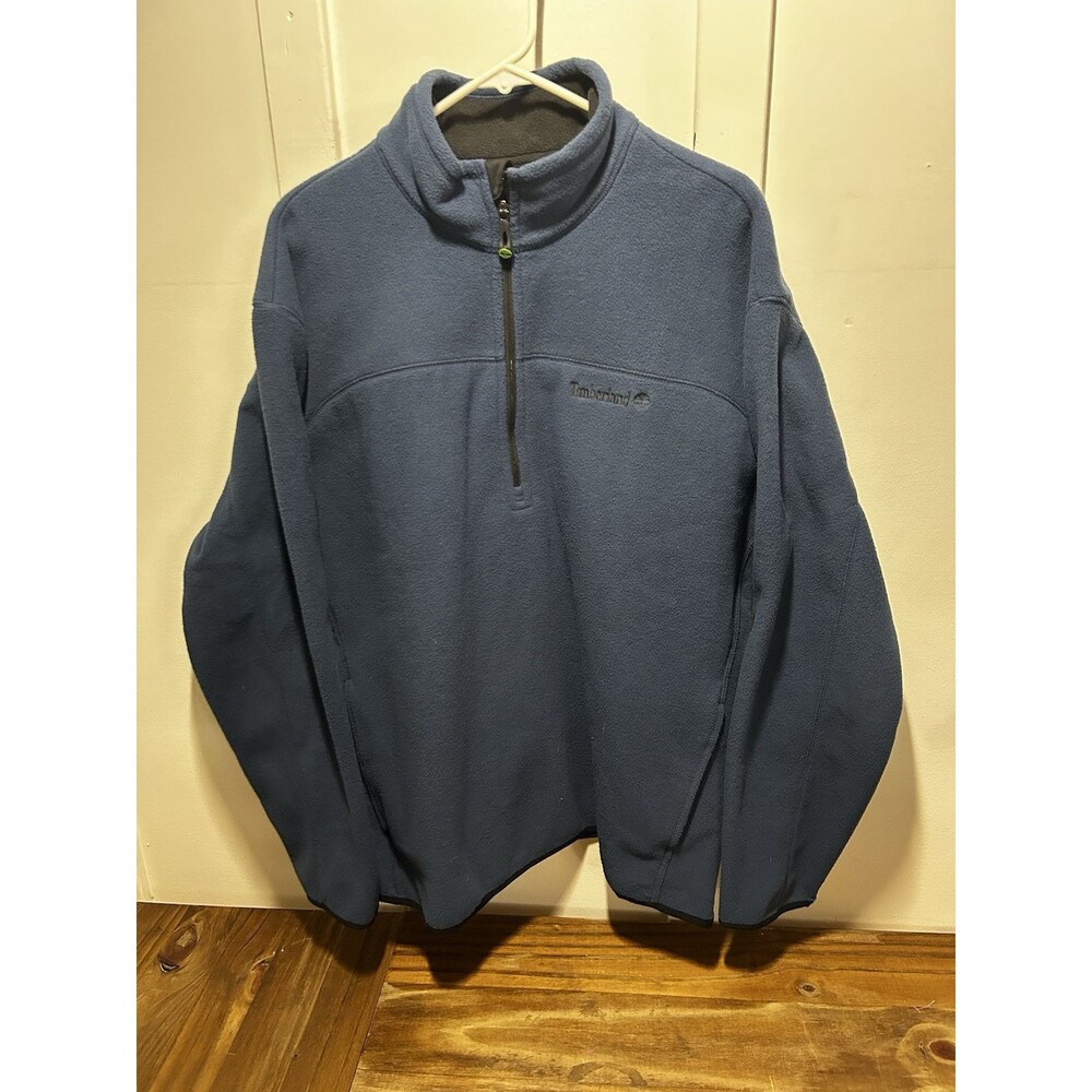 Timberland Men's Lightweight 1/4 Zip Fleece Pullover Long Sleeve Navy Sz XL NICE